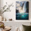 Art mural sur toile, cascade et océan turquoise-1967224999