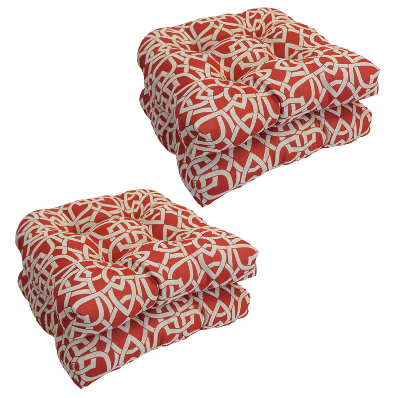 Outdoor 5'' Seat Cushion, Crimson/Beige
