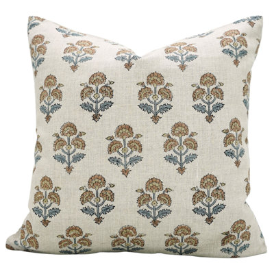 Housse de coussin en lin pur imprimé à la main Fabividine - Lumière de circulation