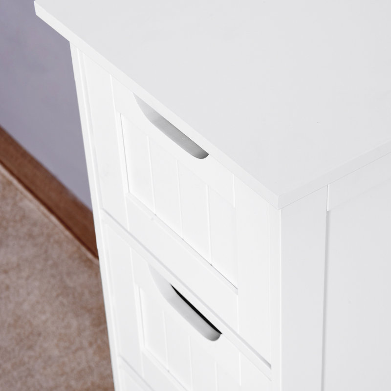 White Cabinet With Versatile Drawers - Suits Different Rooms' Needs Elegant Bathroom Smooth Drawer Movement For Convenience