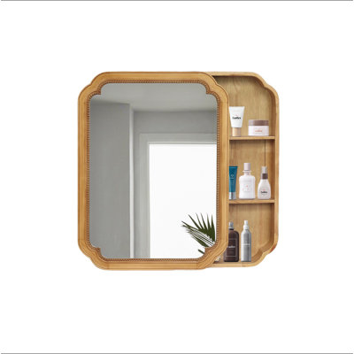 31.5" X 23.82" Wood Framed Wall - Mounted Mirror Cabinet With Storage Shelves, Medicine Mirror For Bathroom, Living Room, Entryway