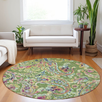 Malcom Washable Paisley Non-Slip Area Rug 