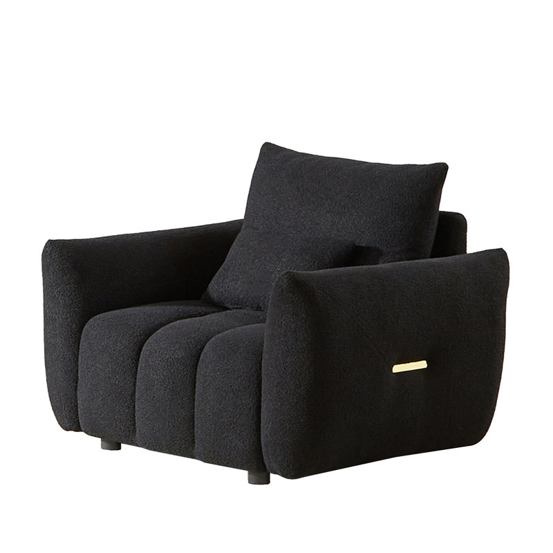 Square Arms Sofa, Black Teddy, 32" H x 39.7" W x 36" D
