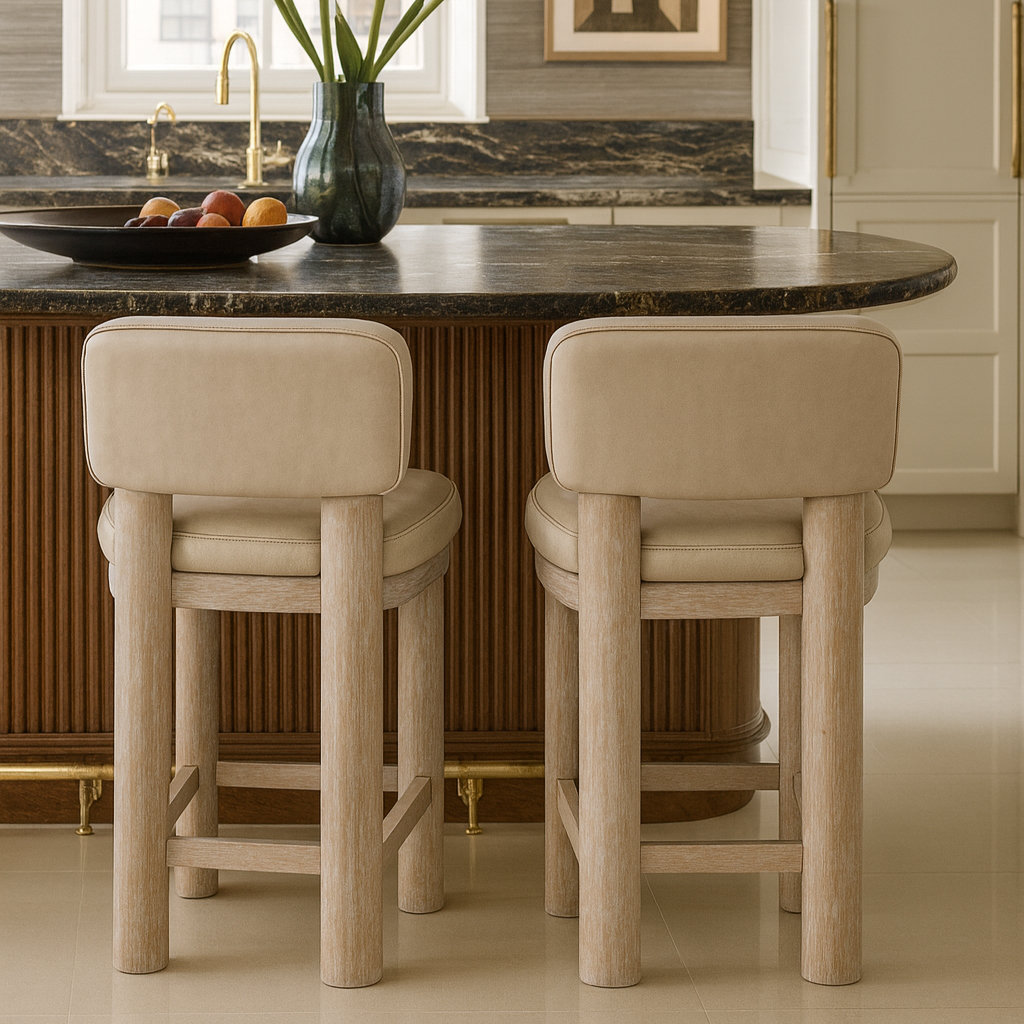 26" Bar Stool, Taupe Vegan Leather, Natural