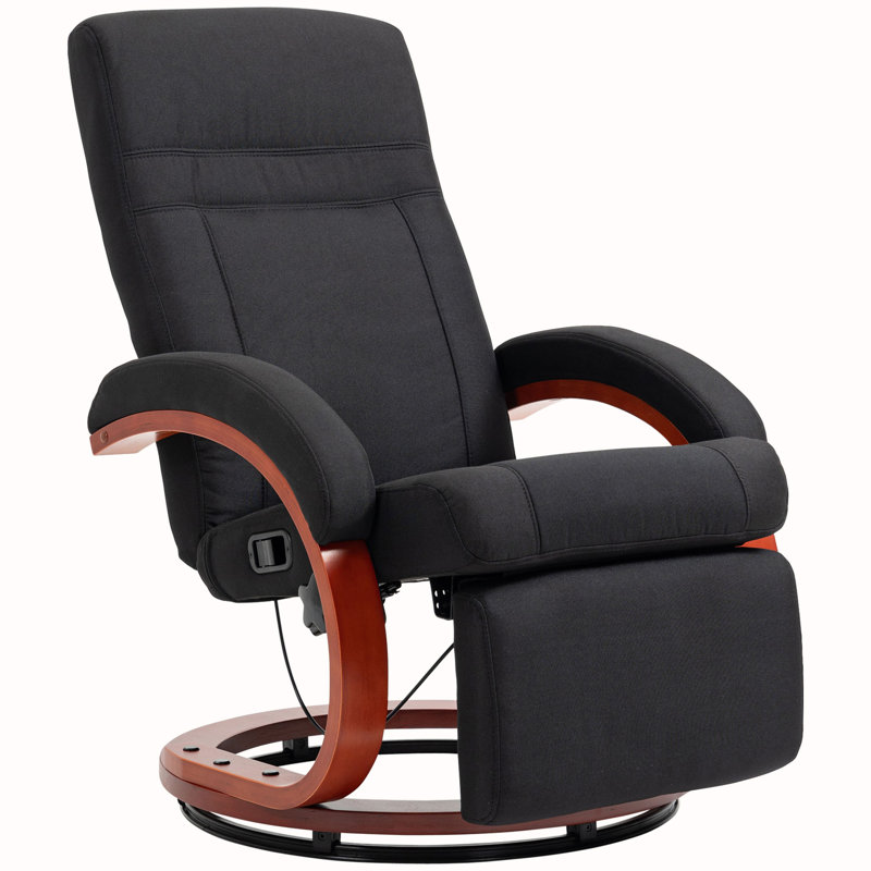 Lavin 26.75" Wide Swivel Standard Recliner, Black 100% Polyester