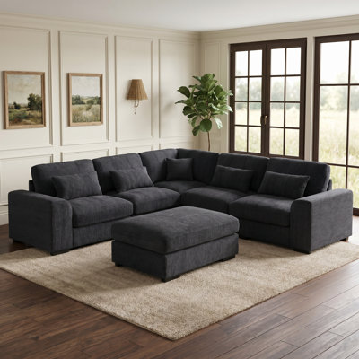 Canapé modulaire en L 113 po avec repose-pieds de 113 po Chenille