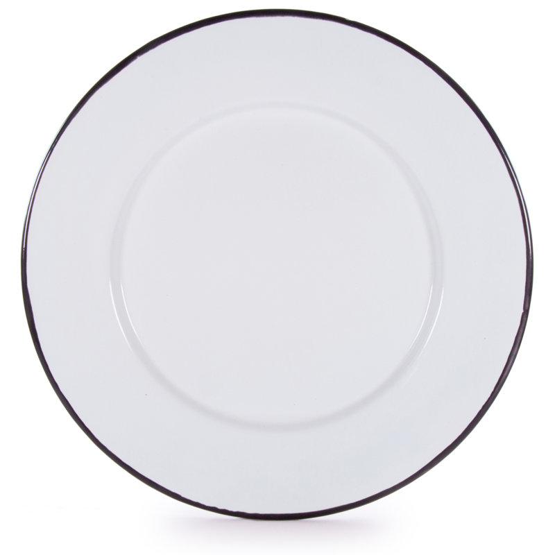 Rolled Black Rim Plate Set/4, Black Rim