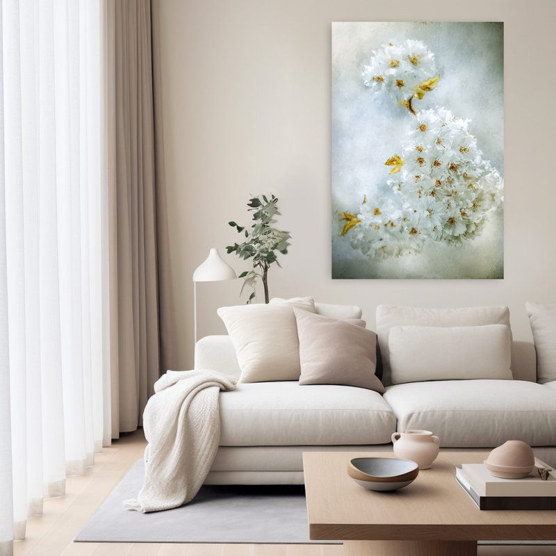 «Delicate White Blossoms Delicate Dreamy Elegant Cherry Flower Nature», art mural, H 60 po x l 40 po