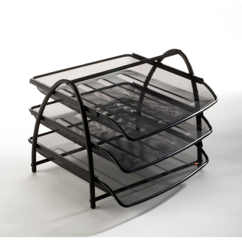 Alba Black Mesh 3-Drawer Letter Tray Organizer