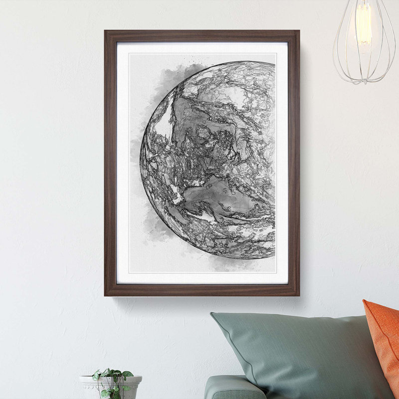 Amazing Image of Earth in Abstract Art - Picture Frame Graphic Art Print, Walnut Framed, 65cm H x 48cm W x 2cm D