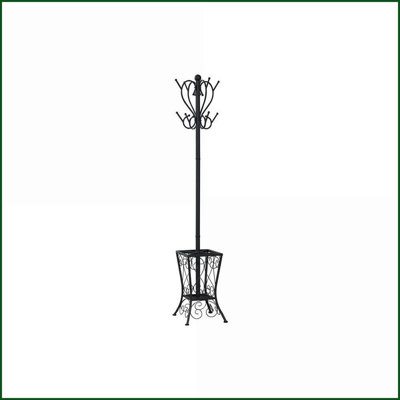 Coat Racks with 8 Hooks &amp; Umbrella Holder, 71" Transitional Hall Tree | Black | Metal