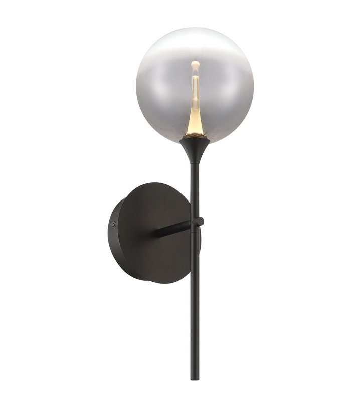 Iissa, applique murale, 19 po,, Fumé, Noir mat