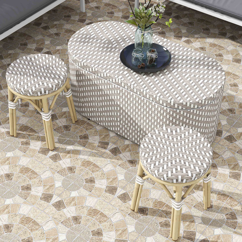 Ensemble bistro extérieur L 39,25 po Nassene, Gris / blanc