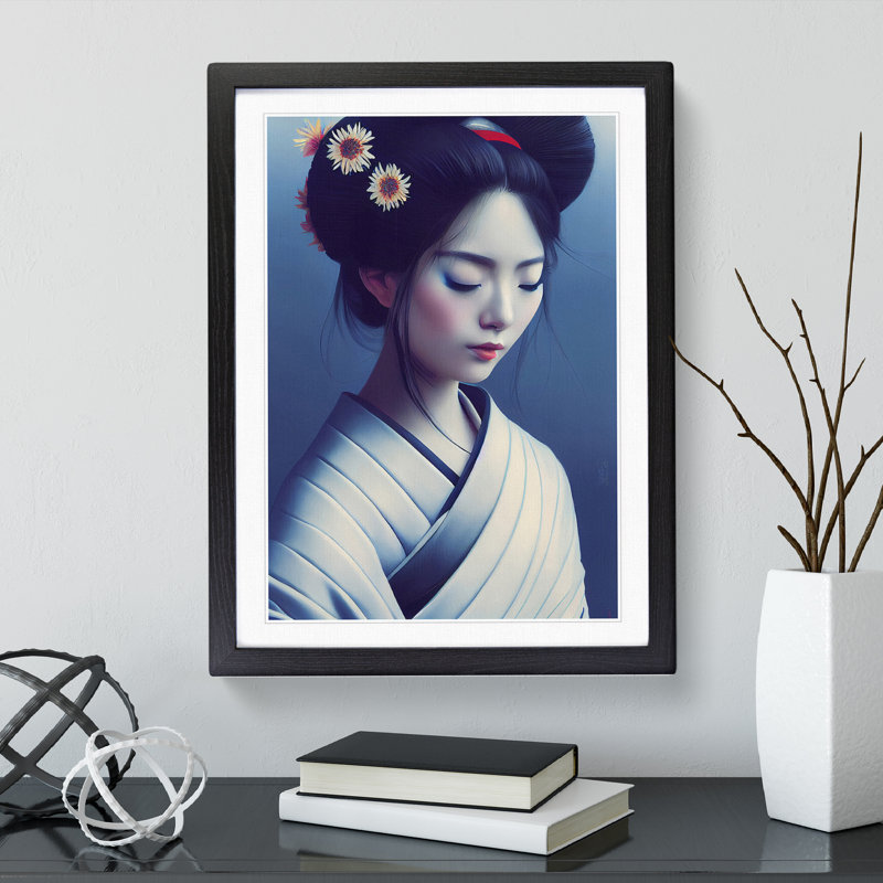 Geisha Contemporary No.4 - Single Picture Frame Print, Black, 64cm H x 46cm W x 2cm D