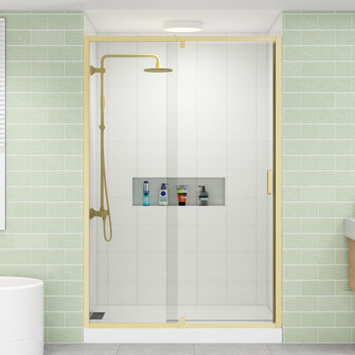Porte de douche sans cadre l 44 à 48 po x H 76 po avec verre trempé transparent de 1/4 po