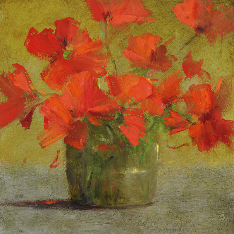 " Nasturtiums I " by Sheila Finch, 12" W x 12" H