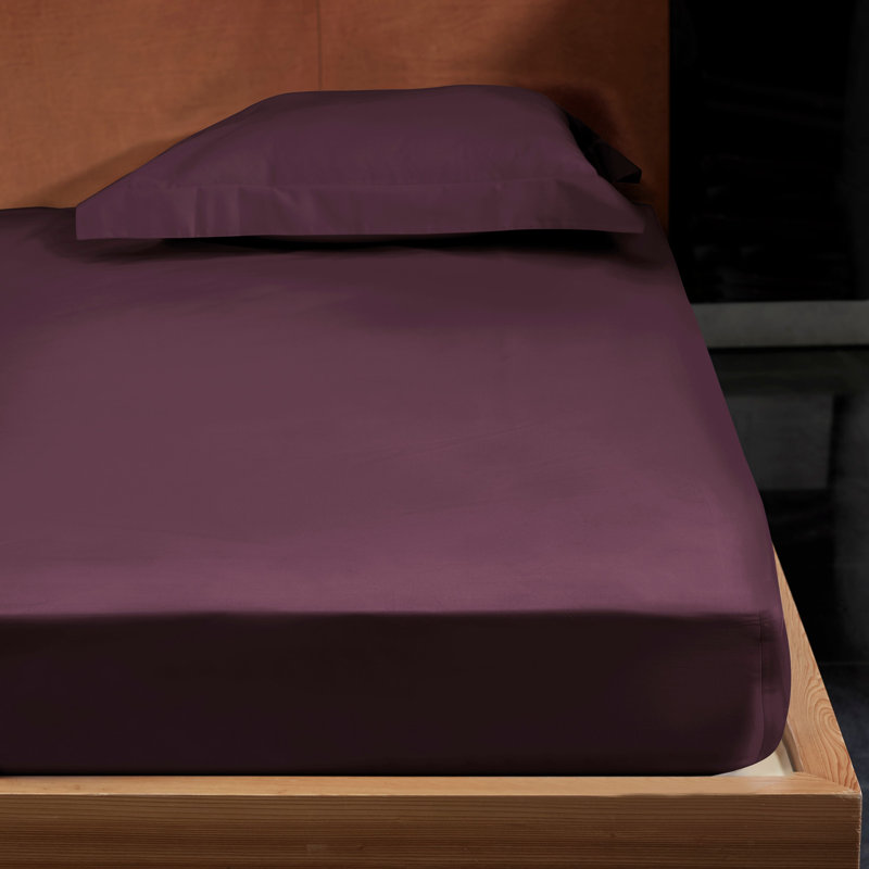 Raffaello Sateen Fitted Sheet, King, Plum