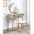 Contemporary Wood Vanity And Stool Set-1929997998