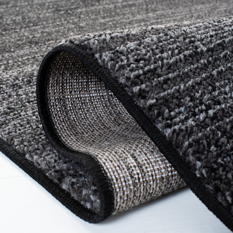 Diez Machine Made Power Loom Polypropylene Area Rug in Black, Rectangle 3' x 5'