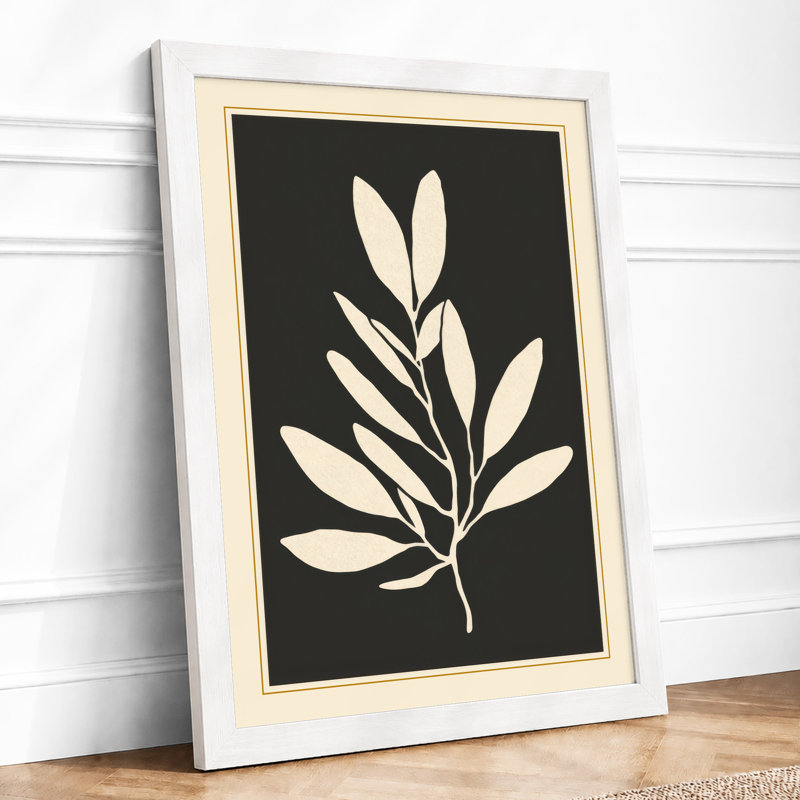 Single Stem In Gold Botanical - Print, A2 - 59.4 x 42.0 cm, White