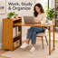 Bureau d'ordinateur pliant en bambou avec tablettes de rangement, bureau d'écriture pliable pour petits espaces, brun