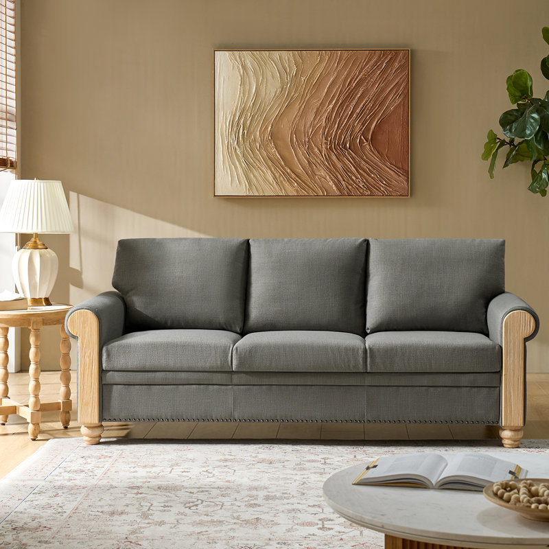 Canapé en tissu de lin l 81 po Terren, Gris anthracite