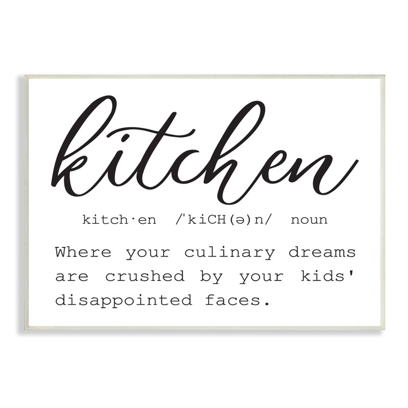 Drôle de cuisine, définition, cuisson, typographie, art mural sur plaque par lettrage et doublure