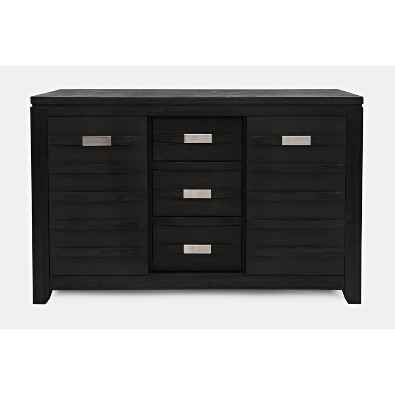 Table de buffet à 3 tiroirs Cathye, Gris anthracite foncé