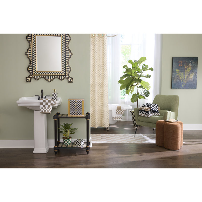 Mocha Checkered Washable Rug, Rectangle 2' x 3'