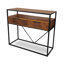 Console en bois d'acacia massif avec tiroirs - Table d'entrée industrielle à chevrons avec structure en métal résistant à la rouille