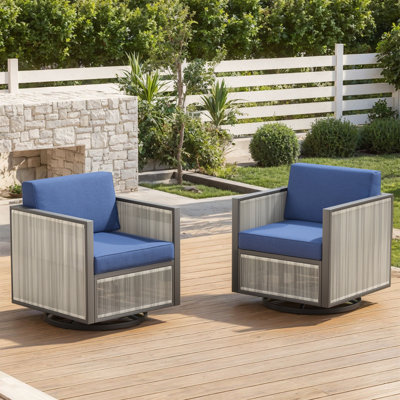 Hokku Designs Outdoor Swivel Glider Chairs, 360° Rotating Wicker Patio Chairs With Thick Cushions