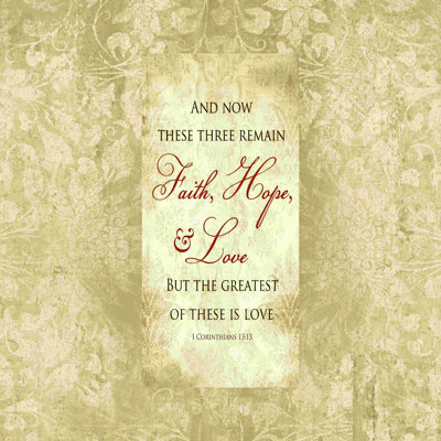 " Faith Hope Love Cream Mat " Painting Print
