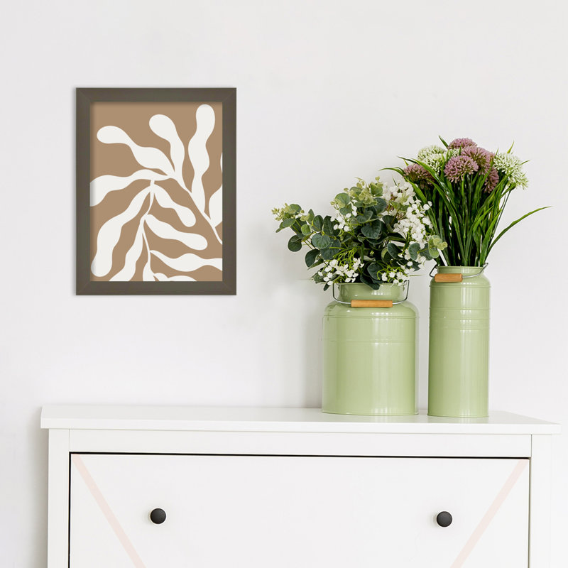 Retro Matisse Inspired Abstract Botanical 1 Beige by The Creative Bunch Studio, Brown, 13" H x 10" W x 1" D