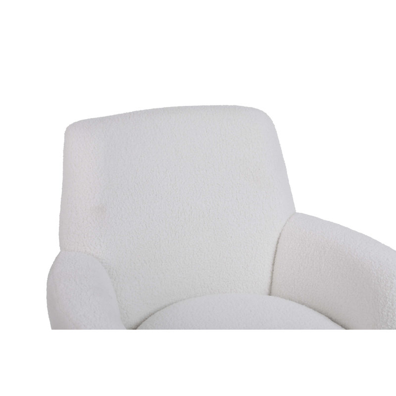 Fauteuil demi-tonneau Teddy, Fausse fourrure ivoire