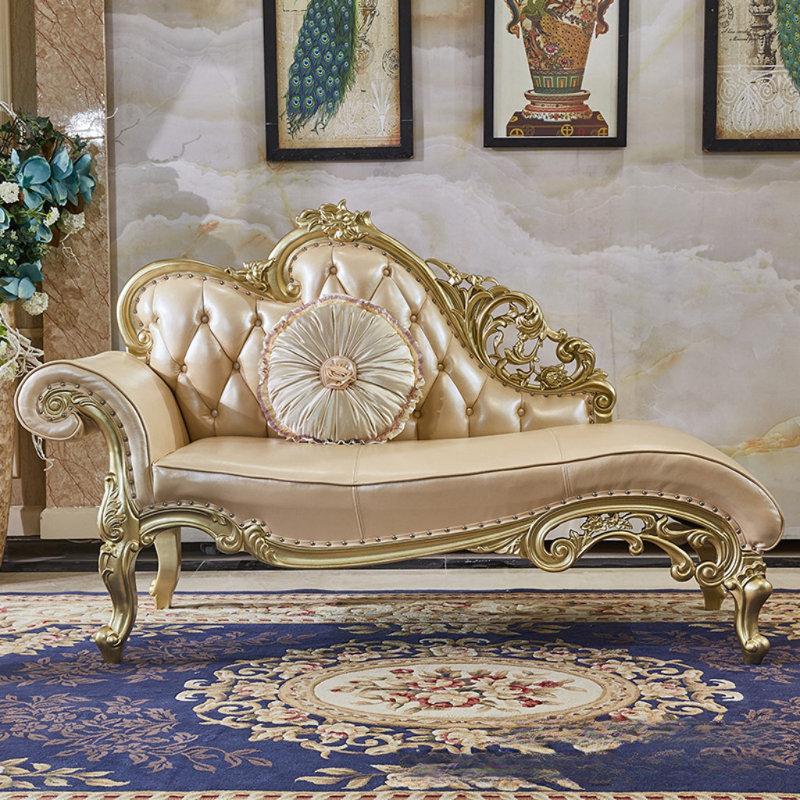 American Solid Wood Carved Sofa, Right Hand Facing