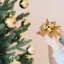 Picksettia de Noël artificiel doré 7 po avec boules décoratives-1134839157