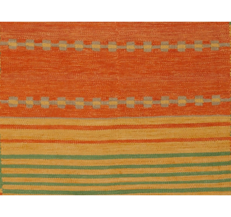 Tapis orange/vert handwoven à tissage plat