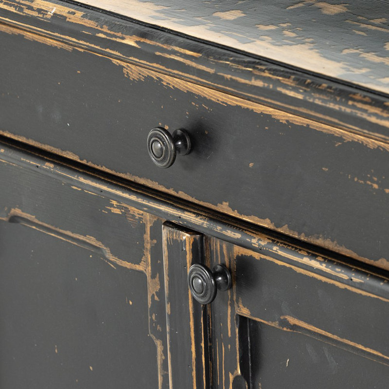 Marjorie 96.25'' W Solid Wood Sideboard, Distressed Black