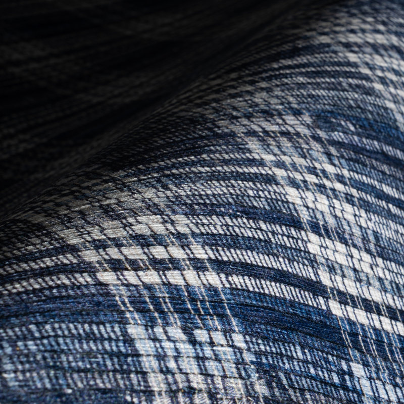 Denim Plaid Machine Washable Rug, Rectangle 3' x 5'