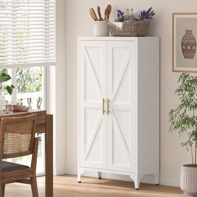 Versatile All-Steel Kitchen Pantry Cabinet With Adjustable Shelving And Secure Magnetic Closure