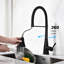 Robinet rétractable pour la cuisine, acier inoxydable noir mat, traitement de surface antirouille, buse rotative à 360 °