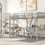 Lit mezzanine simple en L avec 2 bureaux encastrés en bois gris - Élégant et spacieux