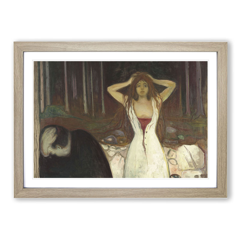 Ashes by Edvard Munch - Picture Frame Painting, 27cm H x 36cm W x 2cm D, Oak Framed