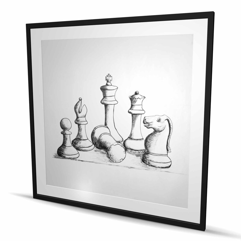 Pièces d'échecs - noir et blanc, H 48 po x l 48 po, Noir