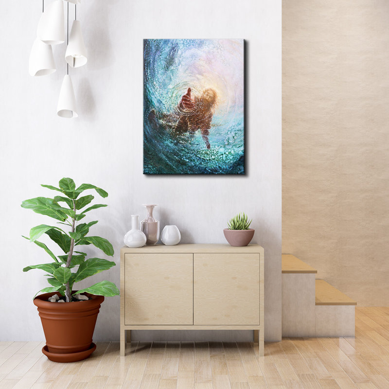 «He Raise Me From Drowning Jesus Sauvé Christian», toile encadrée, H 36 po x l 24 po