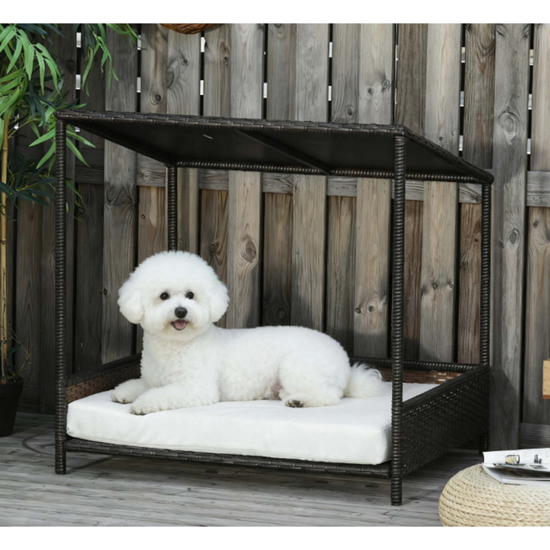 Lit pour chien en rotin surélevé Dog House, brun