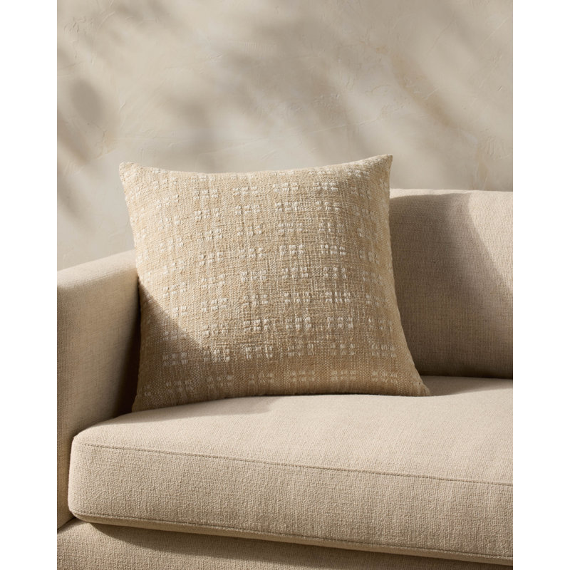 Magnolia Home by Joanna Gaines x Loloi Bryn Throw Pillow, Polyester, Beige