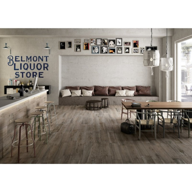 Bungalow 9" x 40" Porcelain Wood Look Tile, Matte Dark Brown