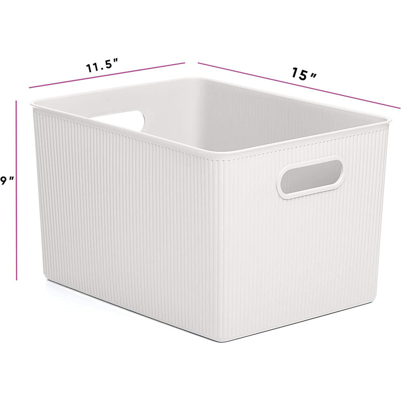 Panier en plastique nervuré, 2, Brun / blanc