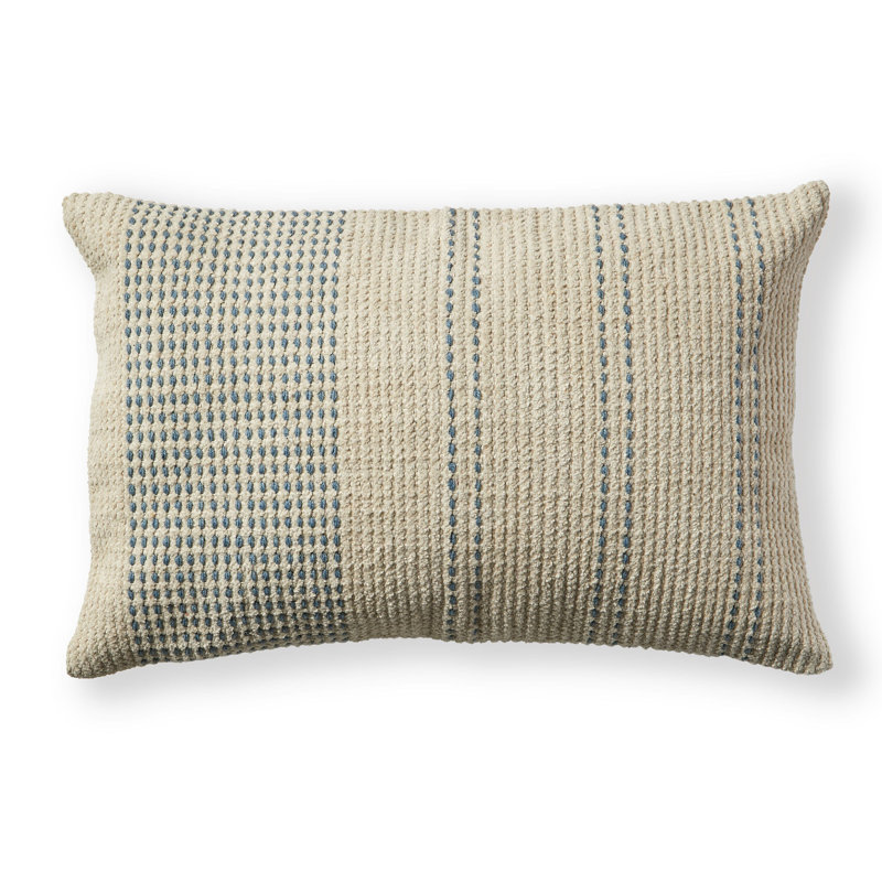 Bellis Cotton Striped Cushion Cover, Blue, Rectangle 55cmH x35cmW